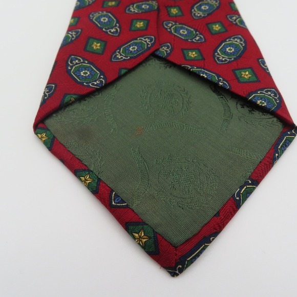 Tommy Hilfiger Tie Silk Red Green Blue 4" Wide 57" Long Two Toned - Picture 4 of 8